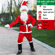 Load image into Gallery viewer, santa claus costume men hat belt beard gift bag cosplay cute funny polyester material new style White and red

