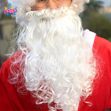 Load image into Gallery viewer, santa claus costume men hat belt beard gift bag cosplay cute funny polyester material new style White and red
