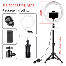 Load image into Gallery viewer, 26cm Mini Ring Lamp LED Selfie Ring Light Video Light Annular Lamp for Makeup Stuido Photography Youtube Live Show
