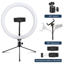 Load image into Gallery viewer, 26cm Mini Ring Lamp LED Selfie Ring Light Video Light Annular Lamp for Makeup Stuido Photography Youtube Live Show
