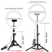 Load image into Gallery viewer, 26cm Mini Ring Lamp LED Selfie Ring Light Video Light Annular Lamp for Makeup Stuido Photography Youtube Live Show
