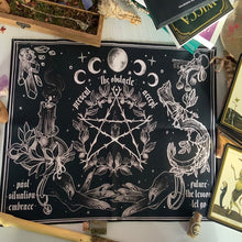 Load image into Gallery viewer, witchcraft Tapestry White and Black Floral Hands Psychedelic magic Hippie Boho Wall Hanging Divination Tapestry bedroom decor
