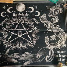 Load image into Gallery viewer, witchcraft Tapestry White and Black Floral Hands Psychedelic magic Hippie Boho Wall Hanging Divination Tapestry bedroom decor
